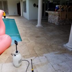 Residential Backyard PatioPool Deck Natural Stone Cleaning Sealing Travertine 2