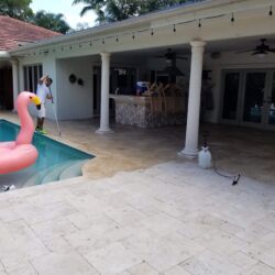 Residential Backyard PatioPool Deck Natural Stone Cleaning Sealing Travertine 3